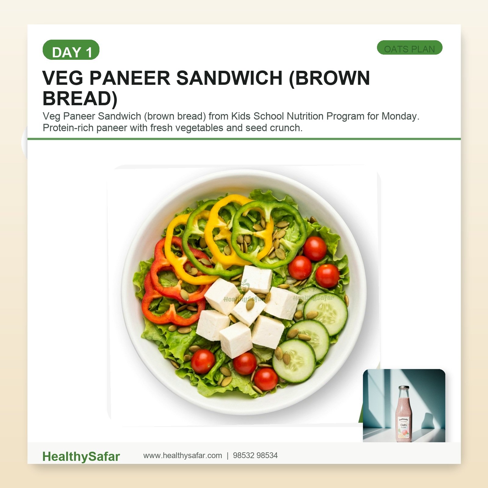 Veg Paneer Sandwich (brown bread)